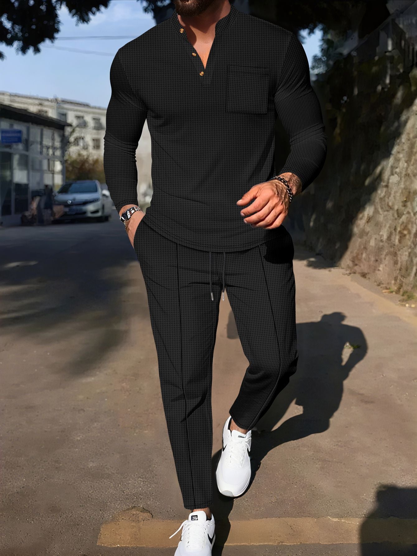 Cream Knit Two-Piece Set — For Smart Casual & City Wear