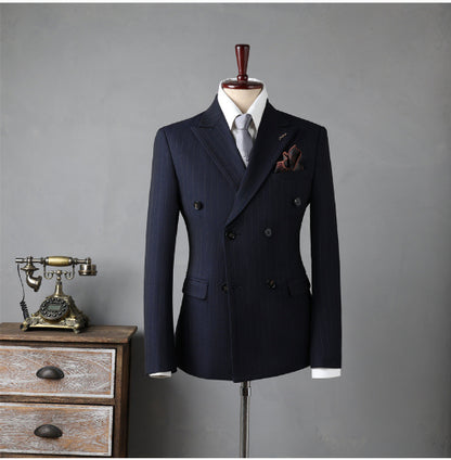Double-Breasted Pinstripe Suit — For Formal & Business Wear