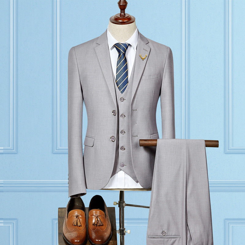 Grey Three-Piece Suit — Ideal for Weddings & Business Men