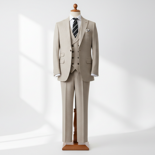 Champagne Executive Three-Piece Suit — For Business & Formal